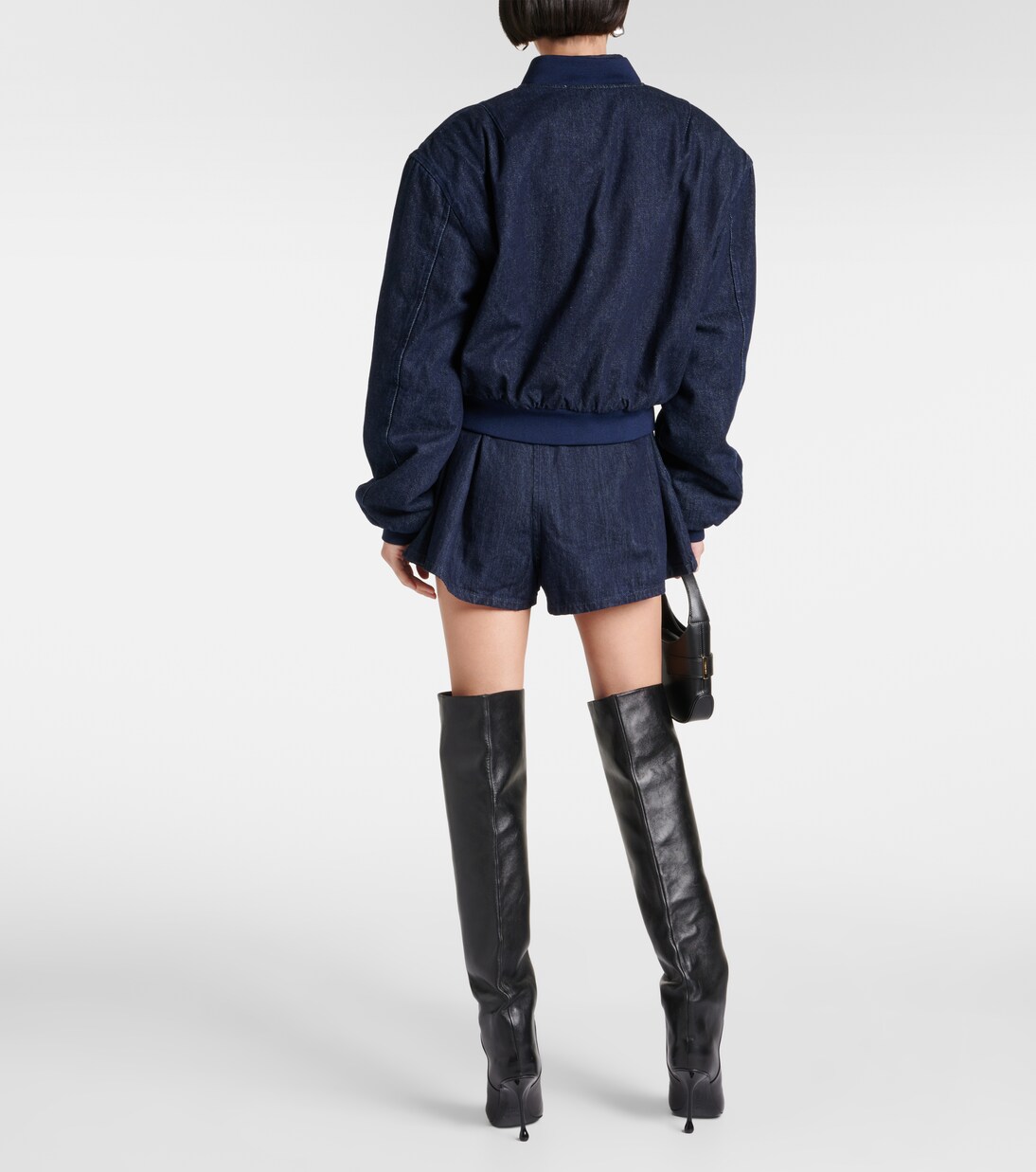 Veste bomber Micky raccourcie en jean | The Frankie Shop