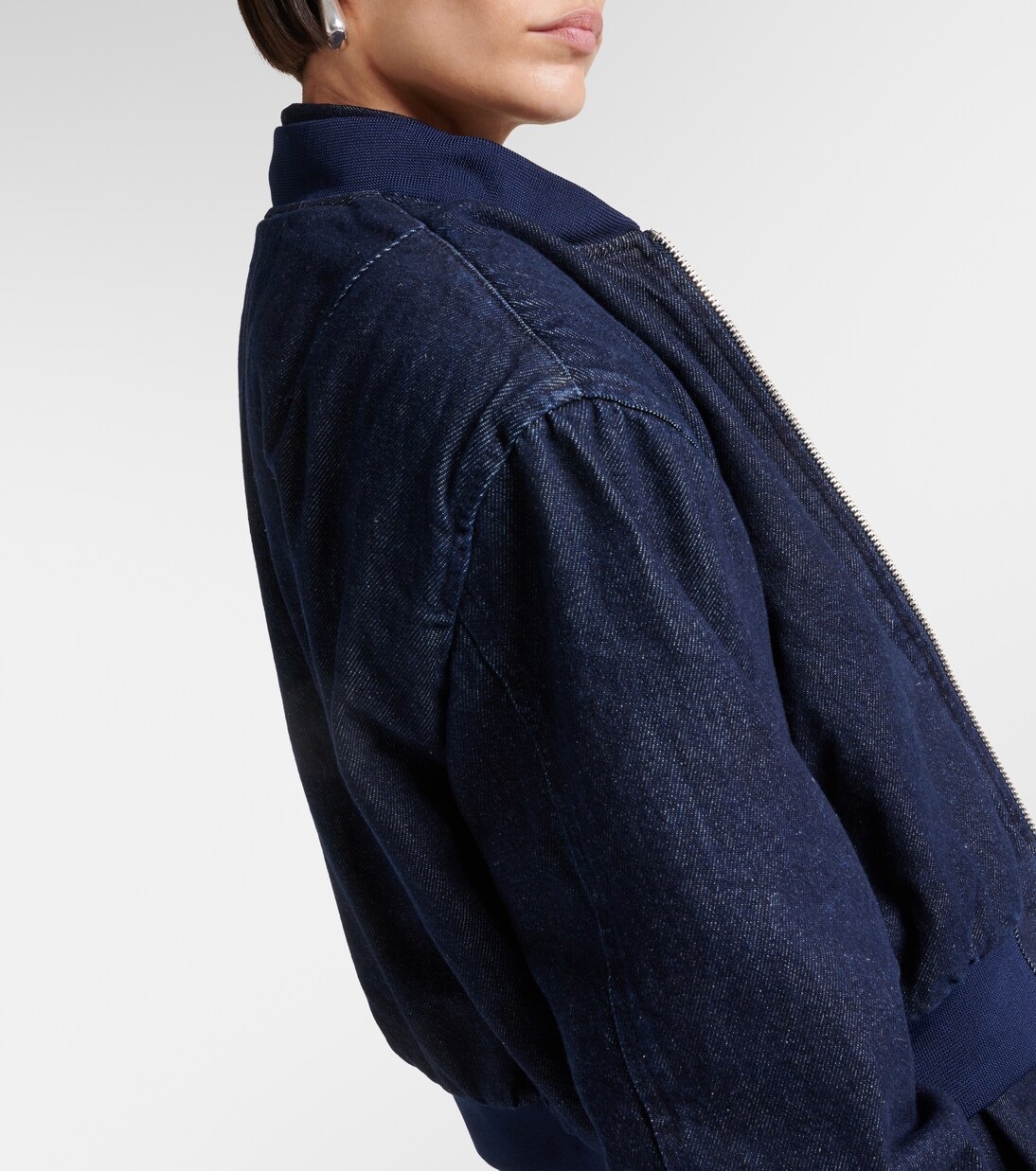 Veste bomber Micky raccourcie en jean | The Frankie Shop