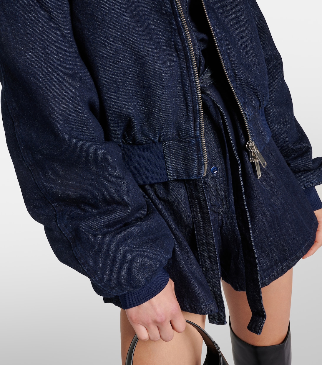 Veste bomber Micky raccourcie en jean | The Frankie Shop