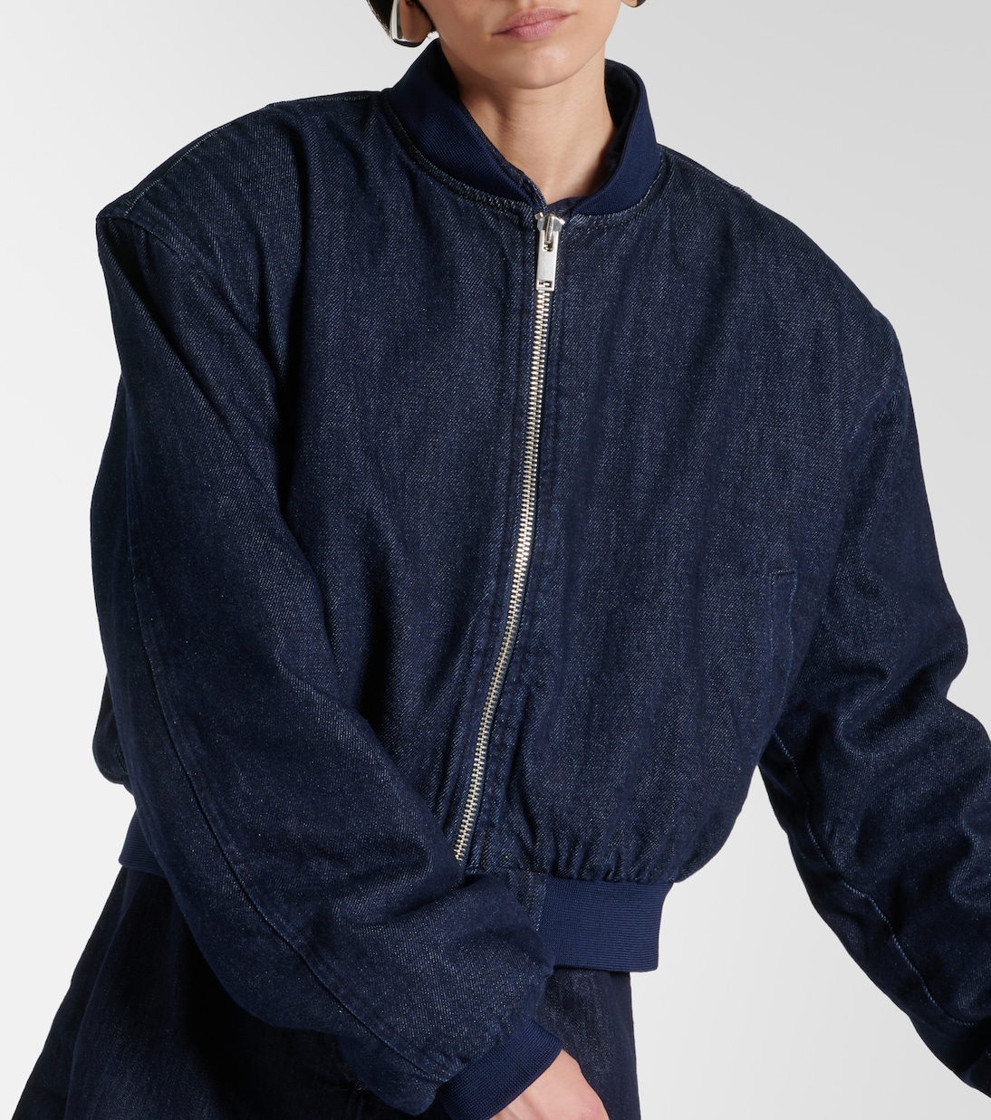 Veste bomber Micky raccourcie en jean | The Frankie Shop