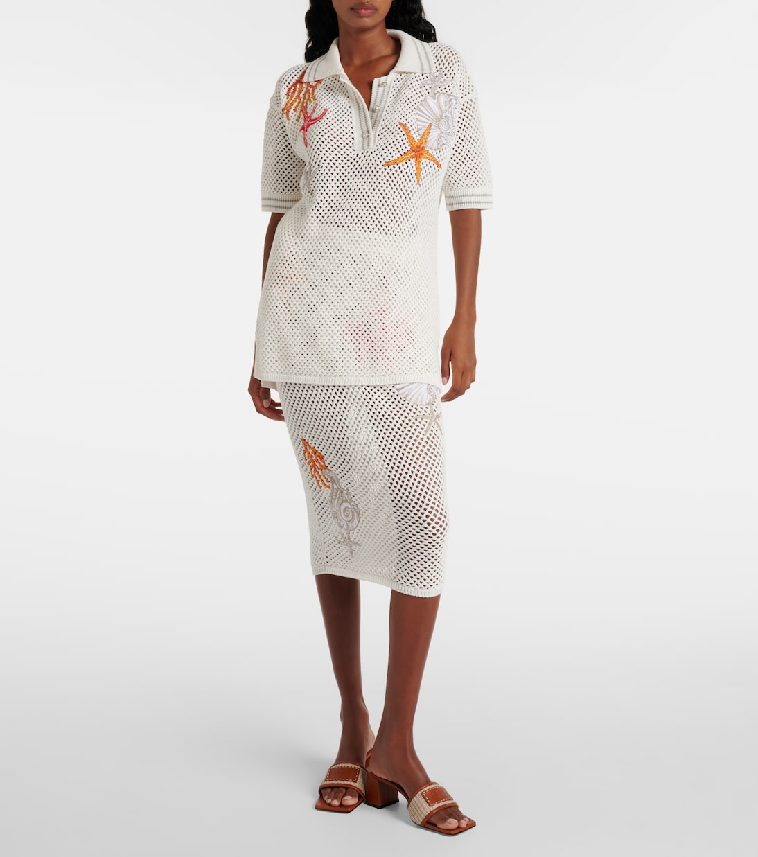 Pantoletten Theia Barocco aus Raffiabast mit Leder | Versace