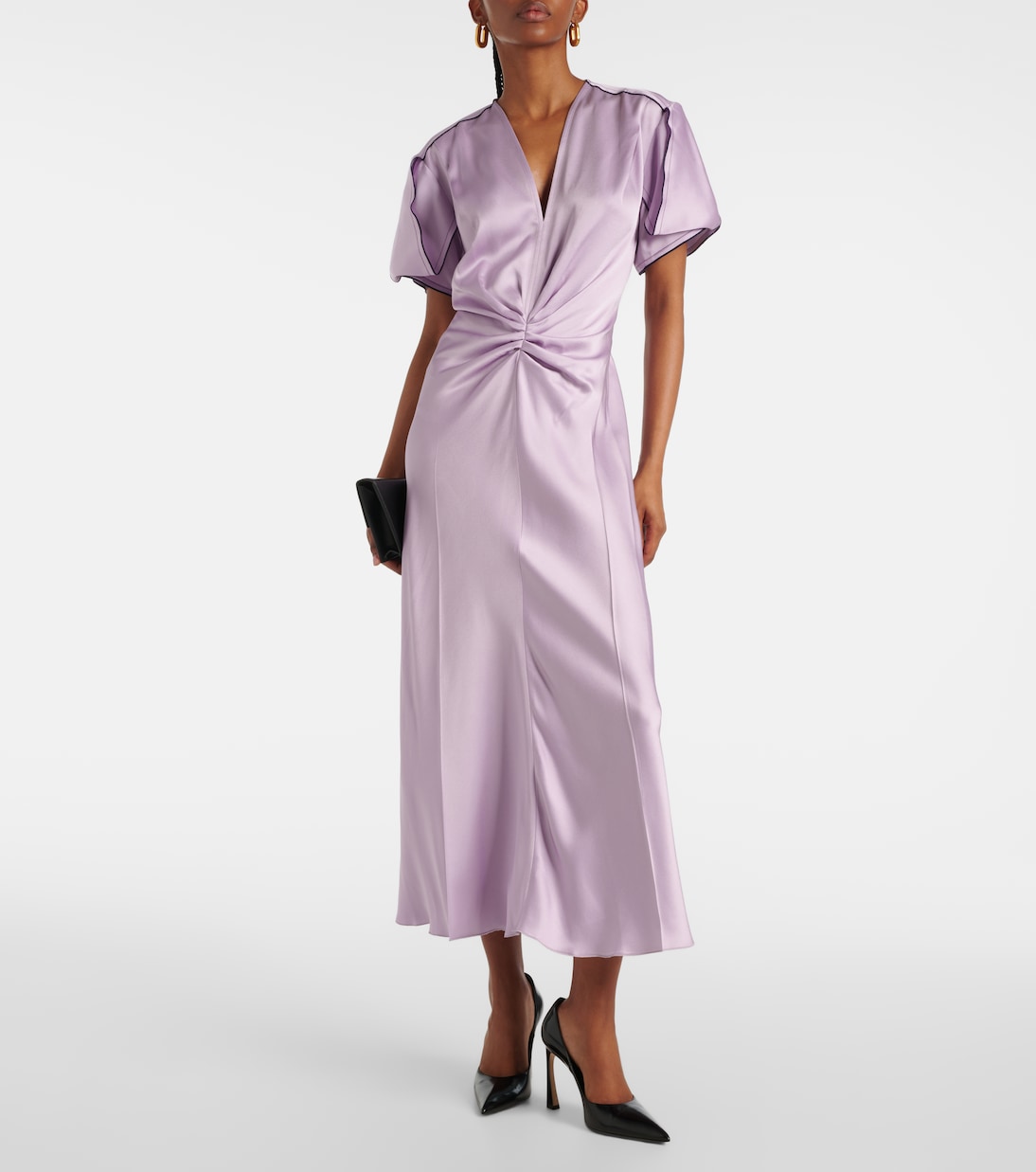 Gathered satin midi dress | Victoria Beckham