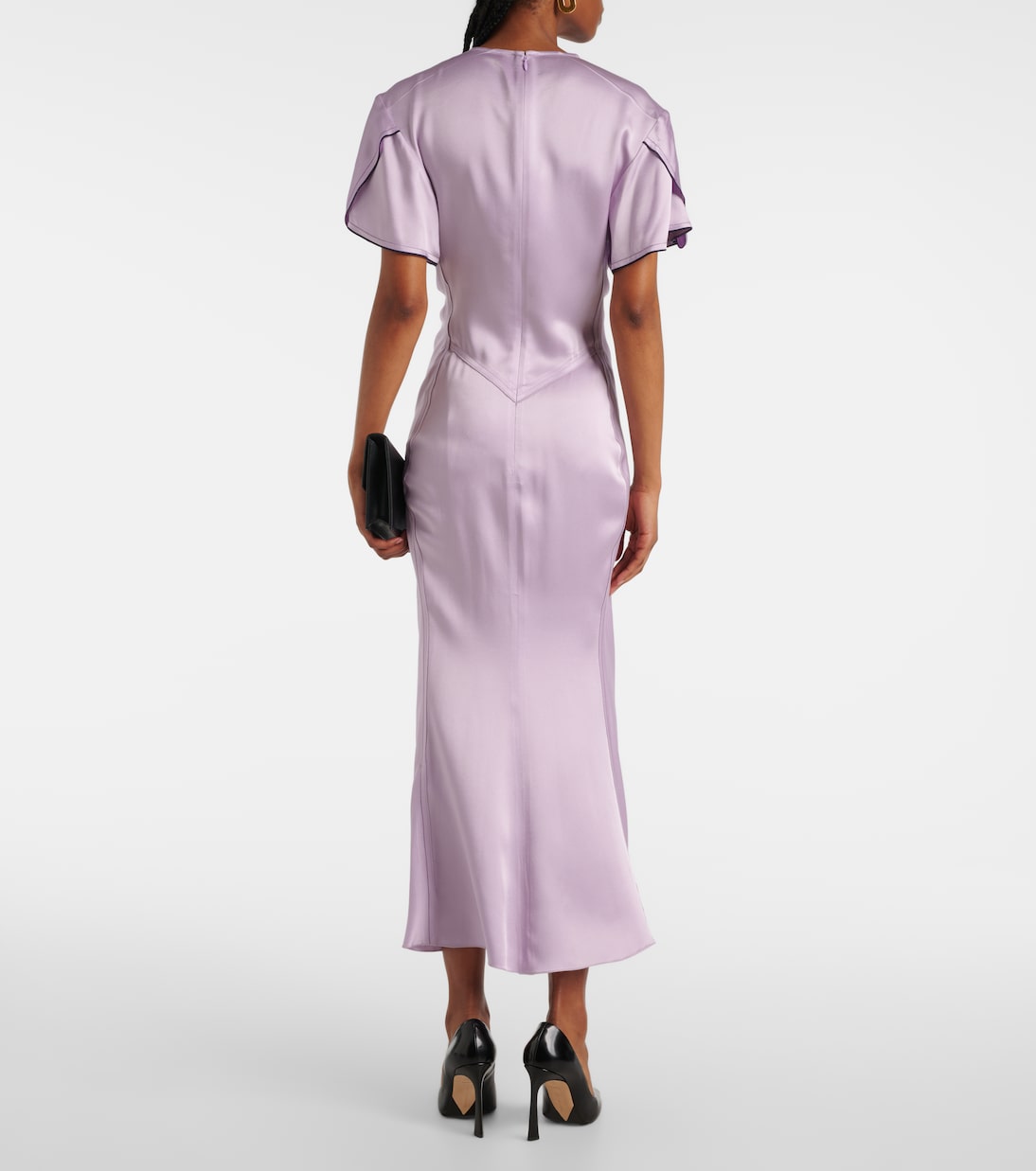Gathered satin midi dress | Victoria Beckham
