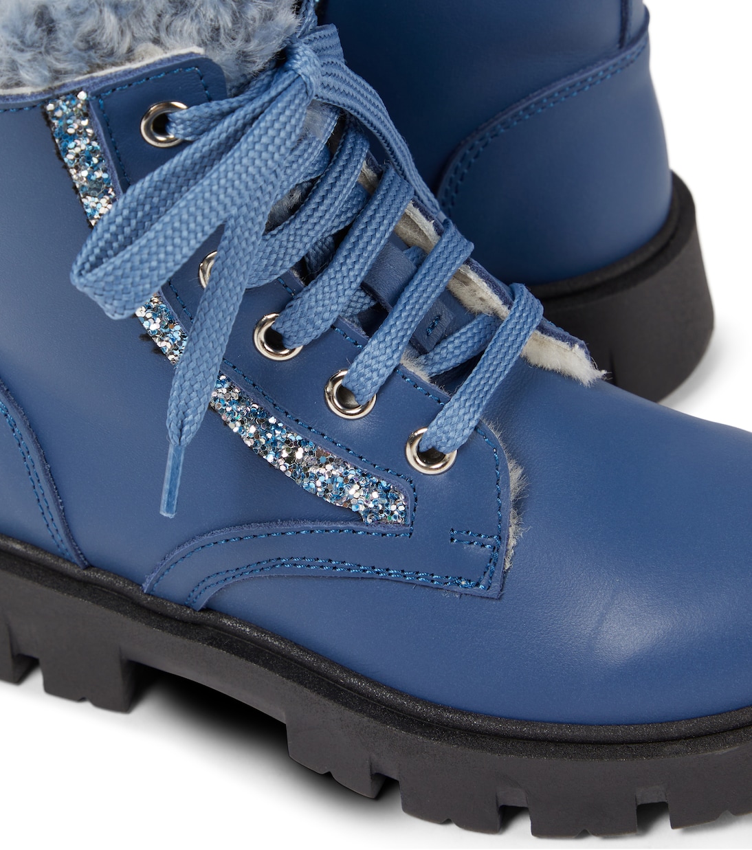 Shearling-lined leather ankle boots | Monnalisa