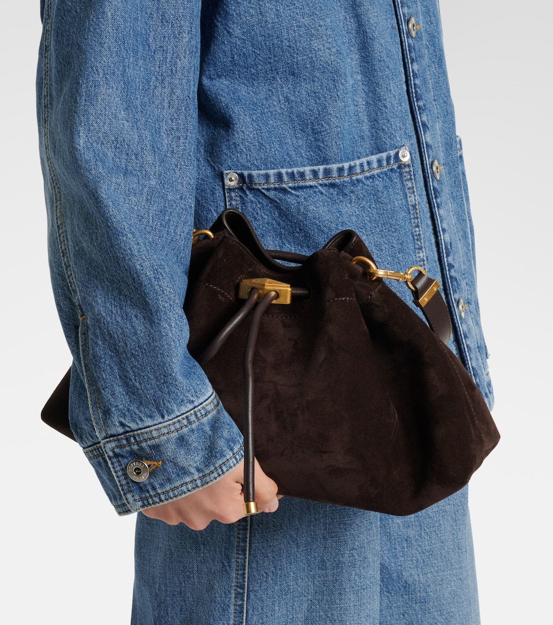 Bon Bon Small suede bucket bag | Jimmy Choo