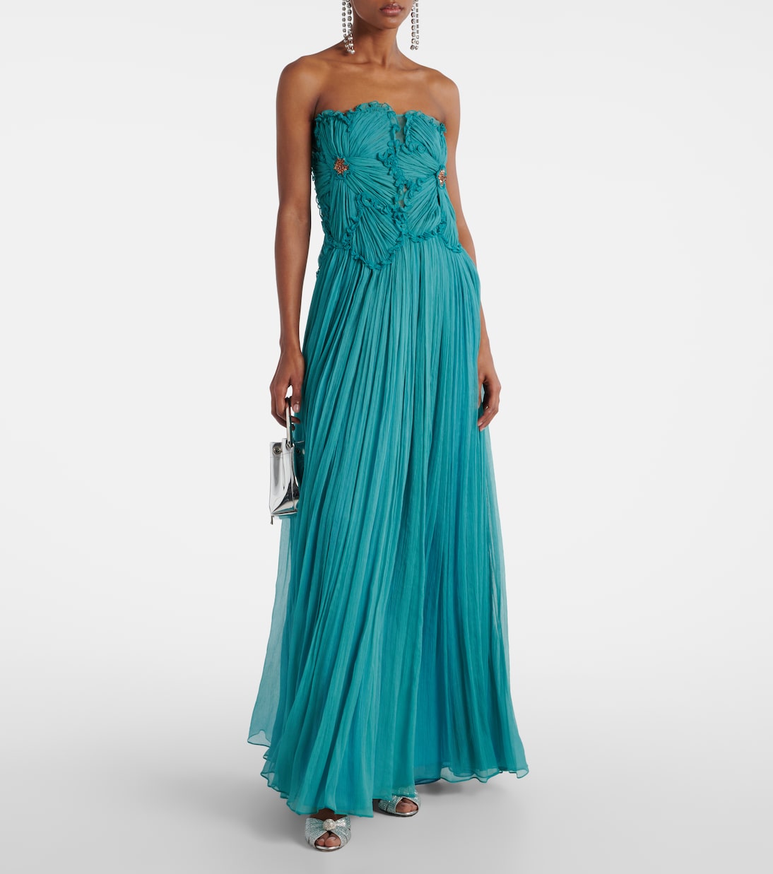Adamaris embellished silk-blend chiffon gown | Costarellos