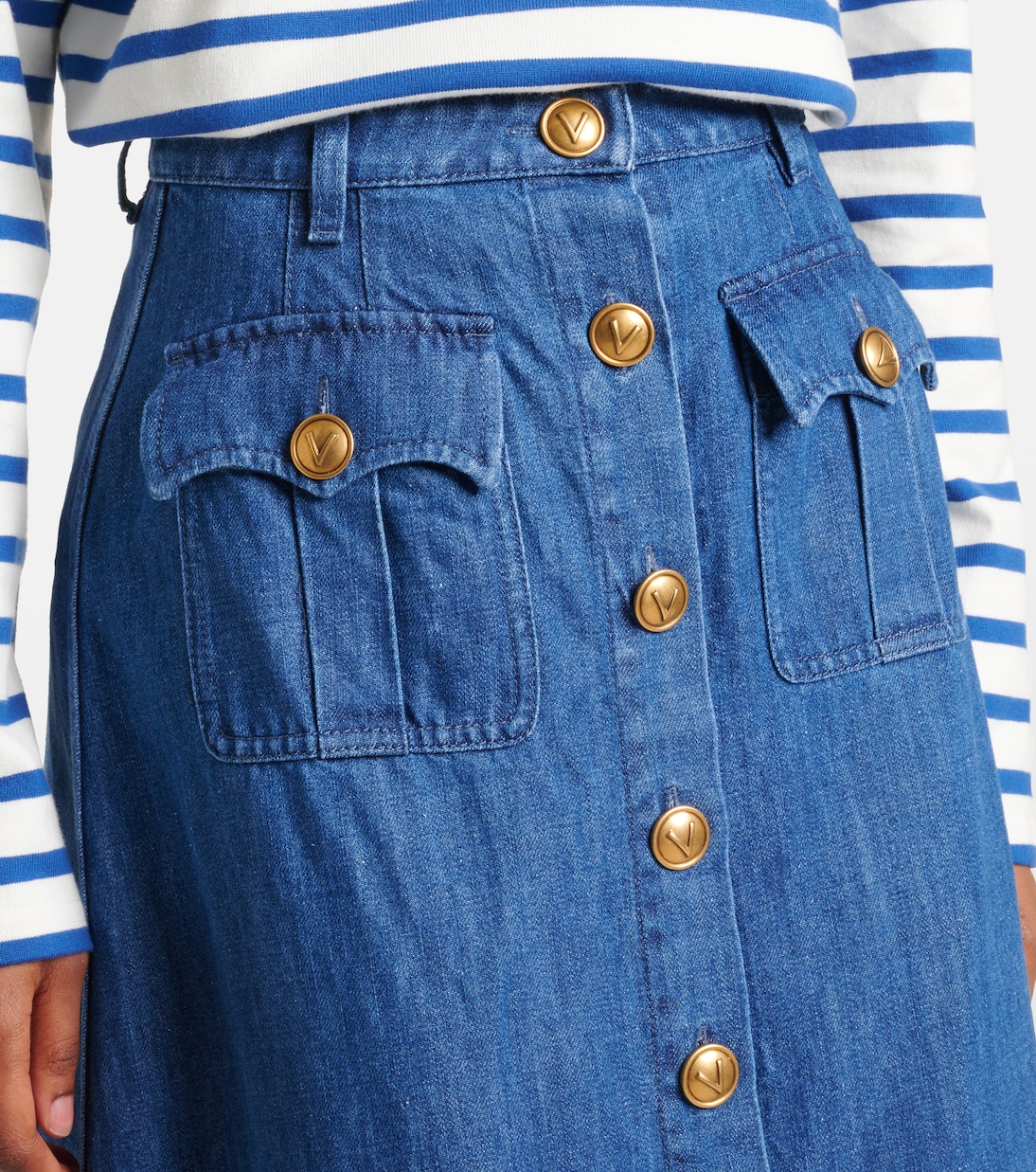 Falda midi de denim | Valentino