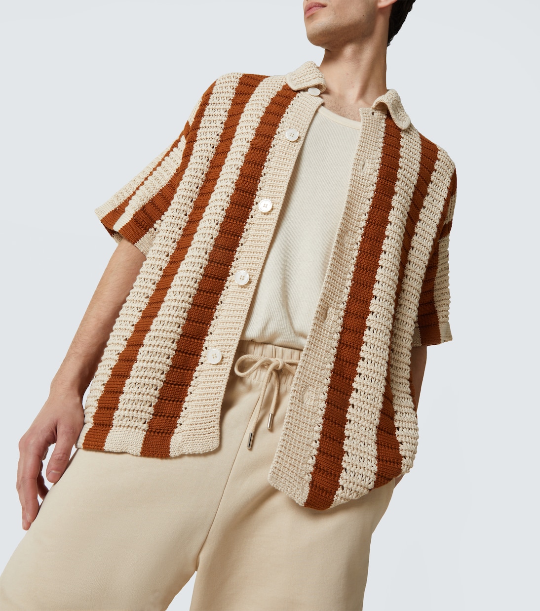 Camicia bowling Thomas in crochet | Orlebar Brown
