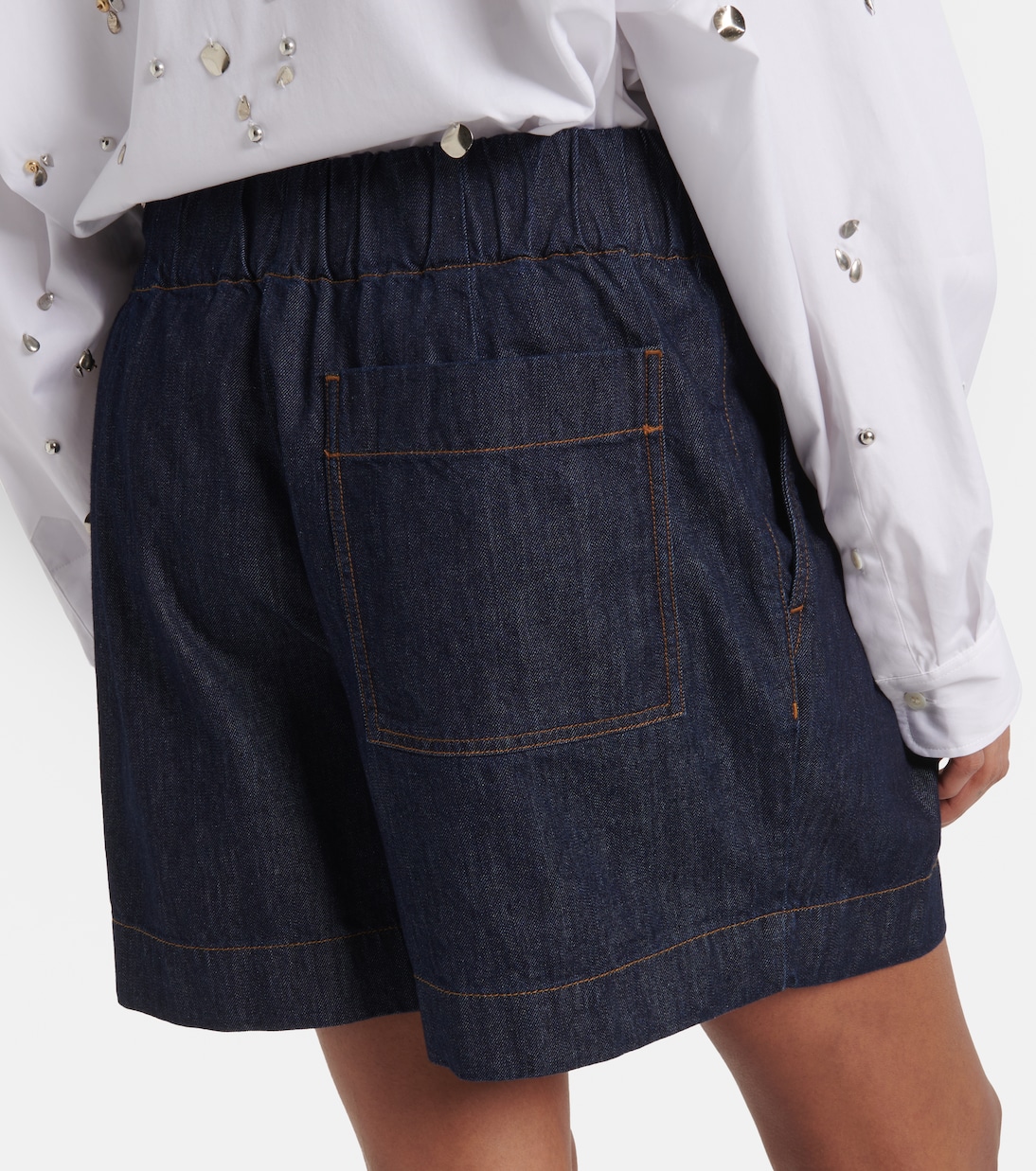 Pleated high-rise denim shorts | Dries Van Noten