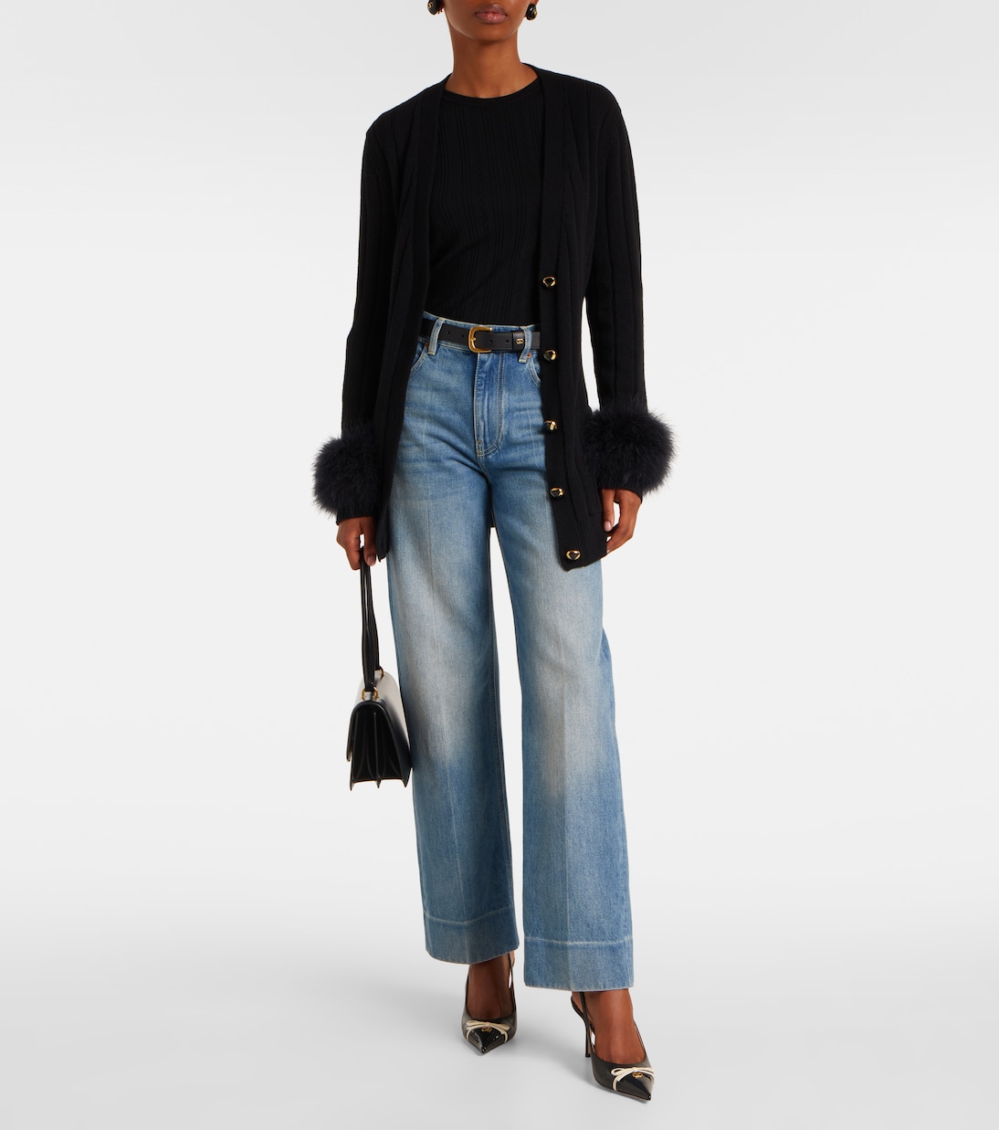 Feather-trimmed virgin wool cardigan | Valentino