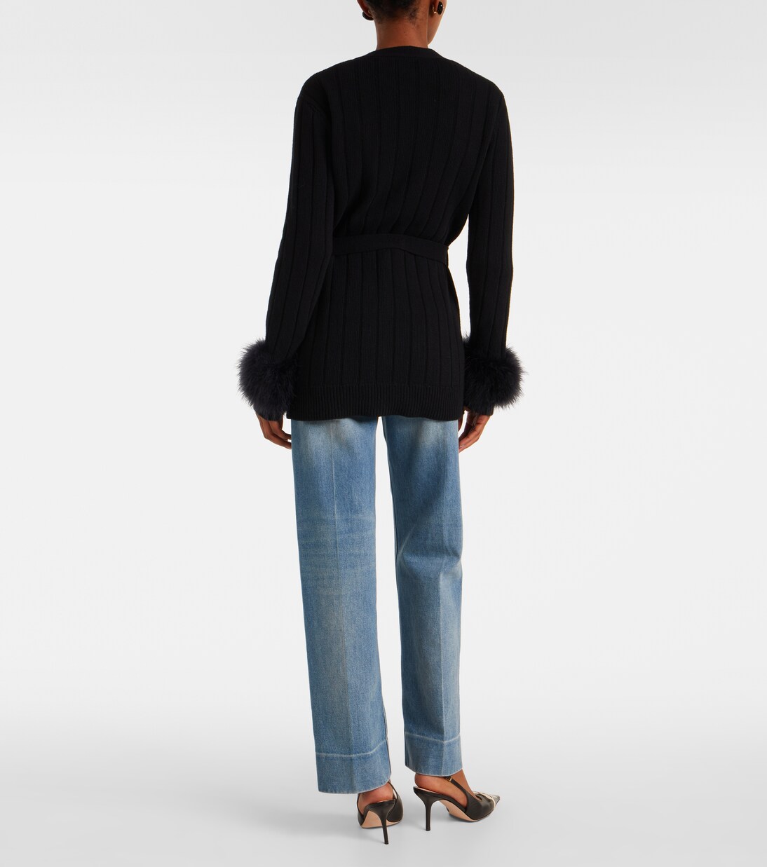 Feather-trimmed virgin wool cardigan | Valentino