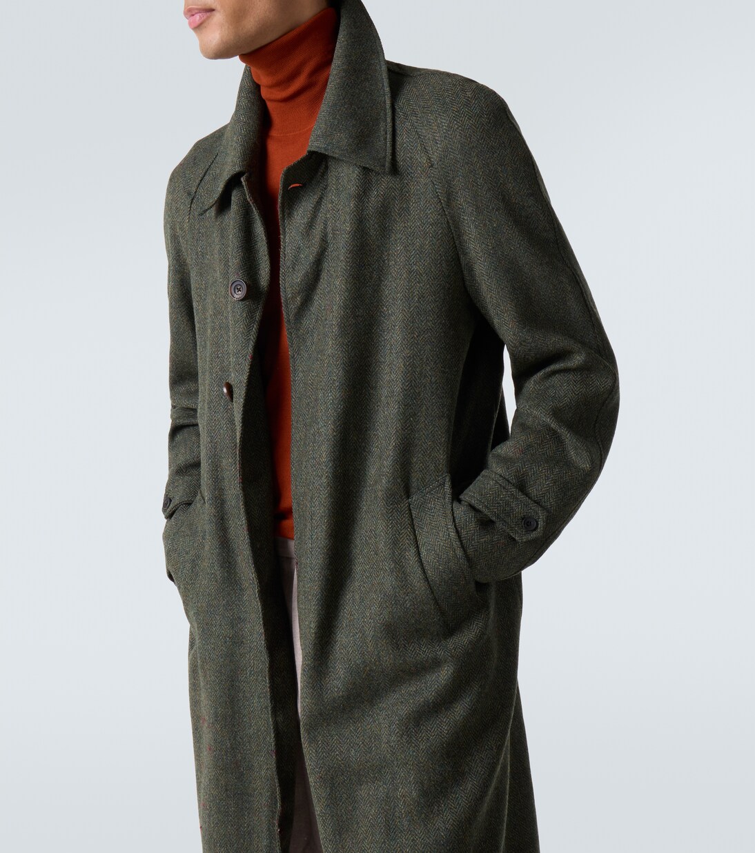 Herringbone virgin wool coat | Rubinacci