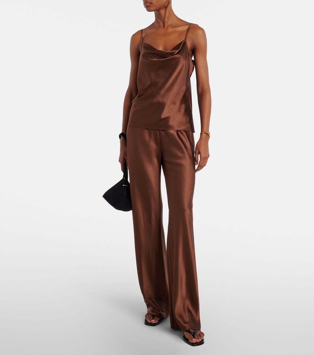 Pantalon droit Billie en soie mélangée | Veronica Beard