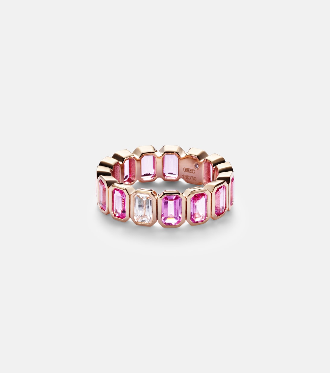 18kt rose gold ring with pink sapphires and diamond | Shay Jewelry