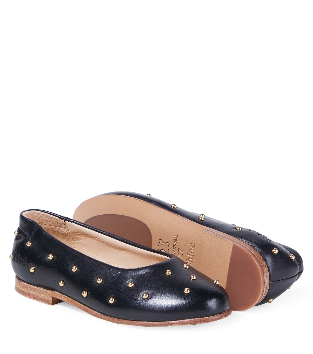Embellished leather ballet flats | Chloé Kids