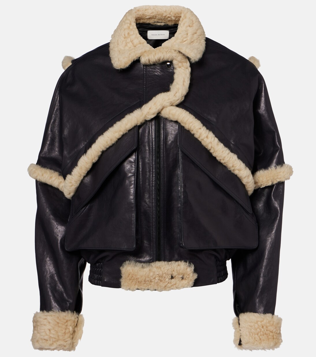 Shearling-trimmed leather bomber jacket  | Magda Butrym
