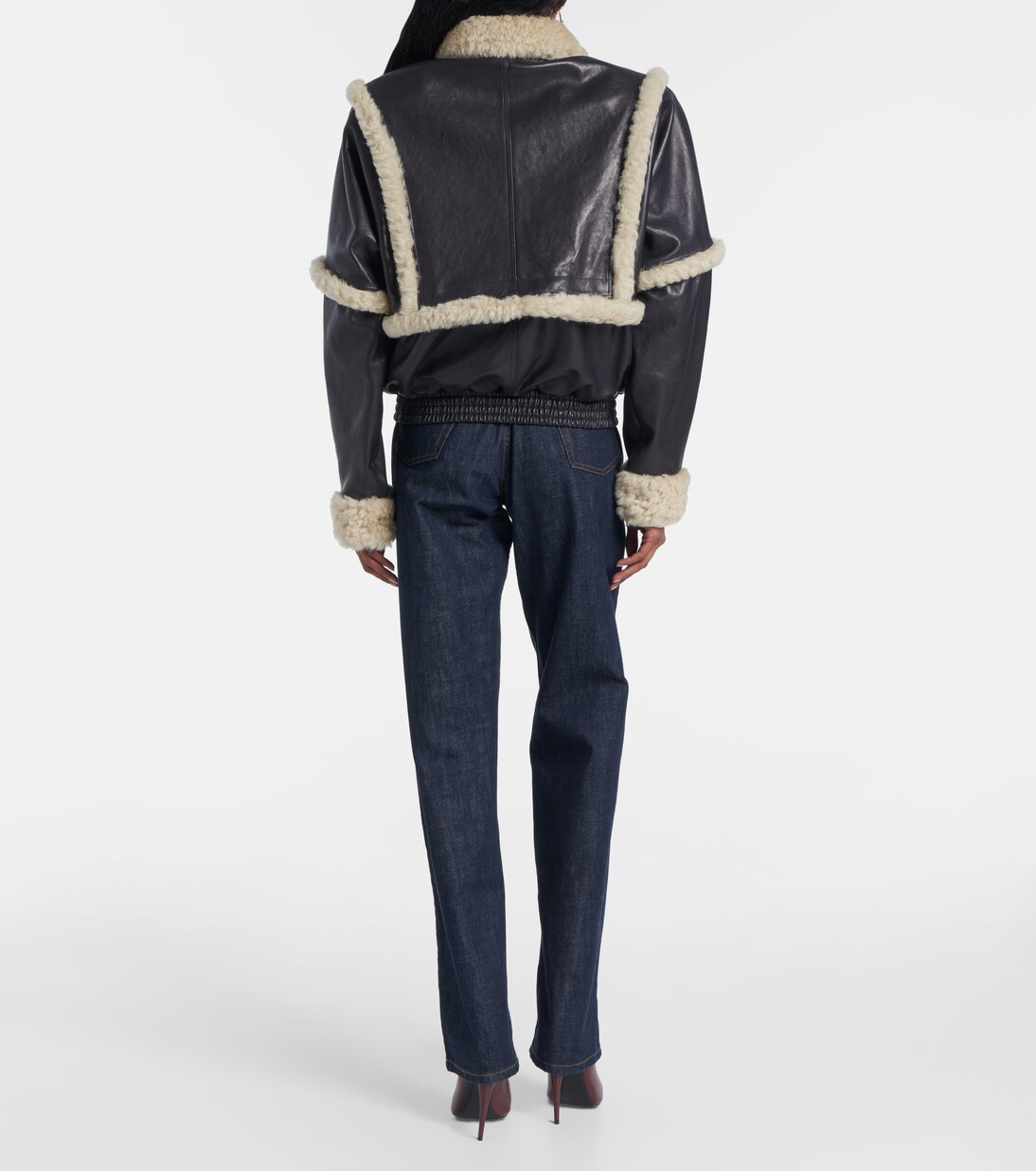 Shearling-trimmed leather bomber jacket  | Magda Butrym