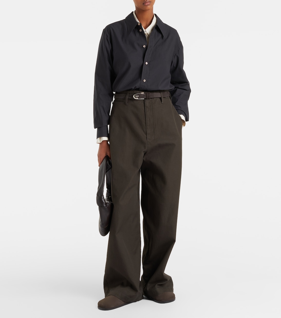 High-rise cotton twill wide-leg pants | Lemaire