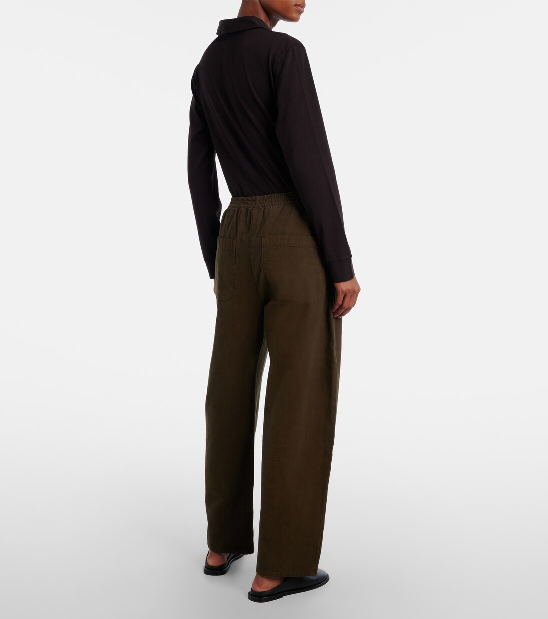 Pantalon barrel Chloe à taille haute en coton | Leset