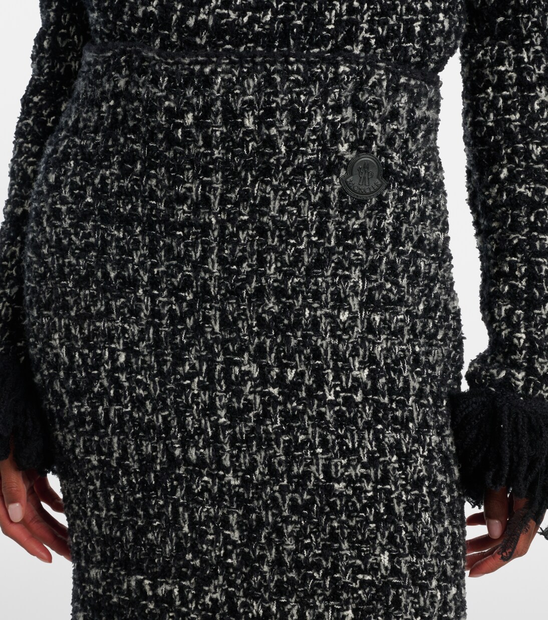 Fringed wool-blend pencil skirt | Moncler
