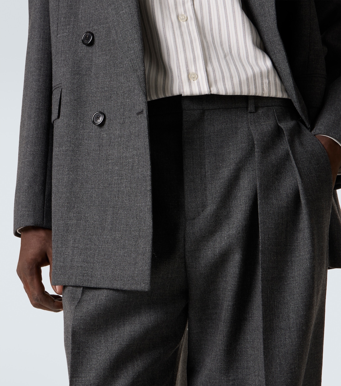 Low-rise wool chiné wide-leg pants | Saint Laurent