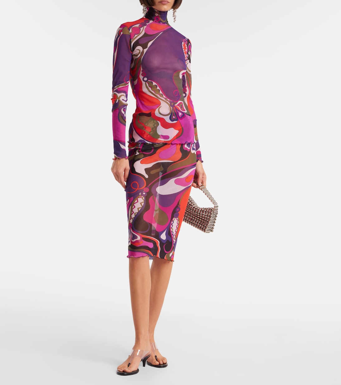 Orchidee mesh pencil skirt | Pucci