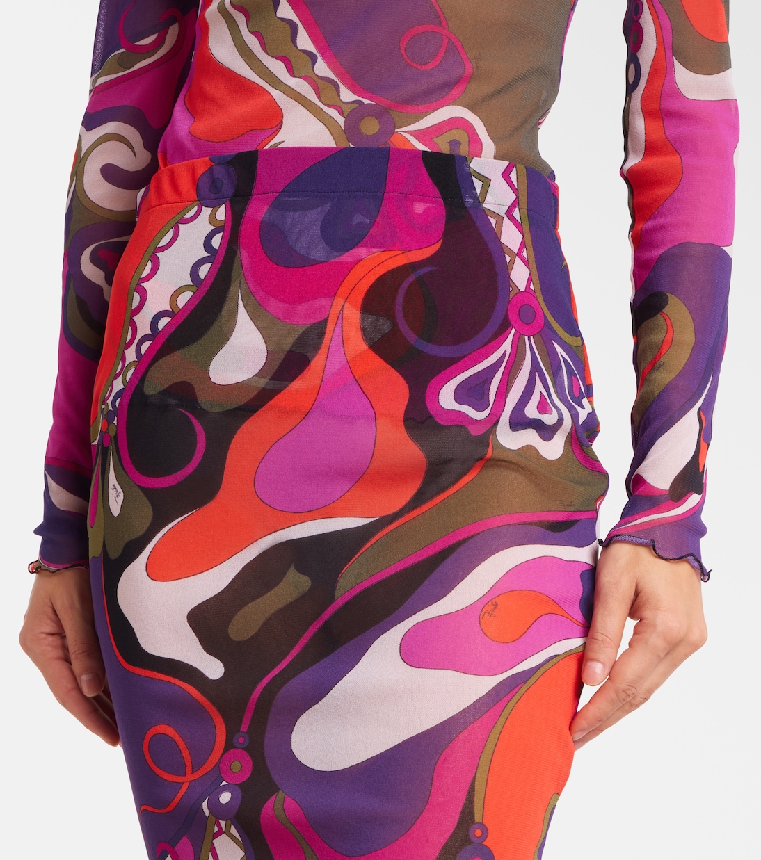 Orchidee mesh pencil skirt | Pucci