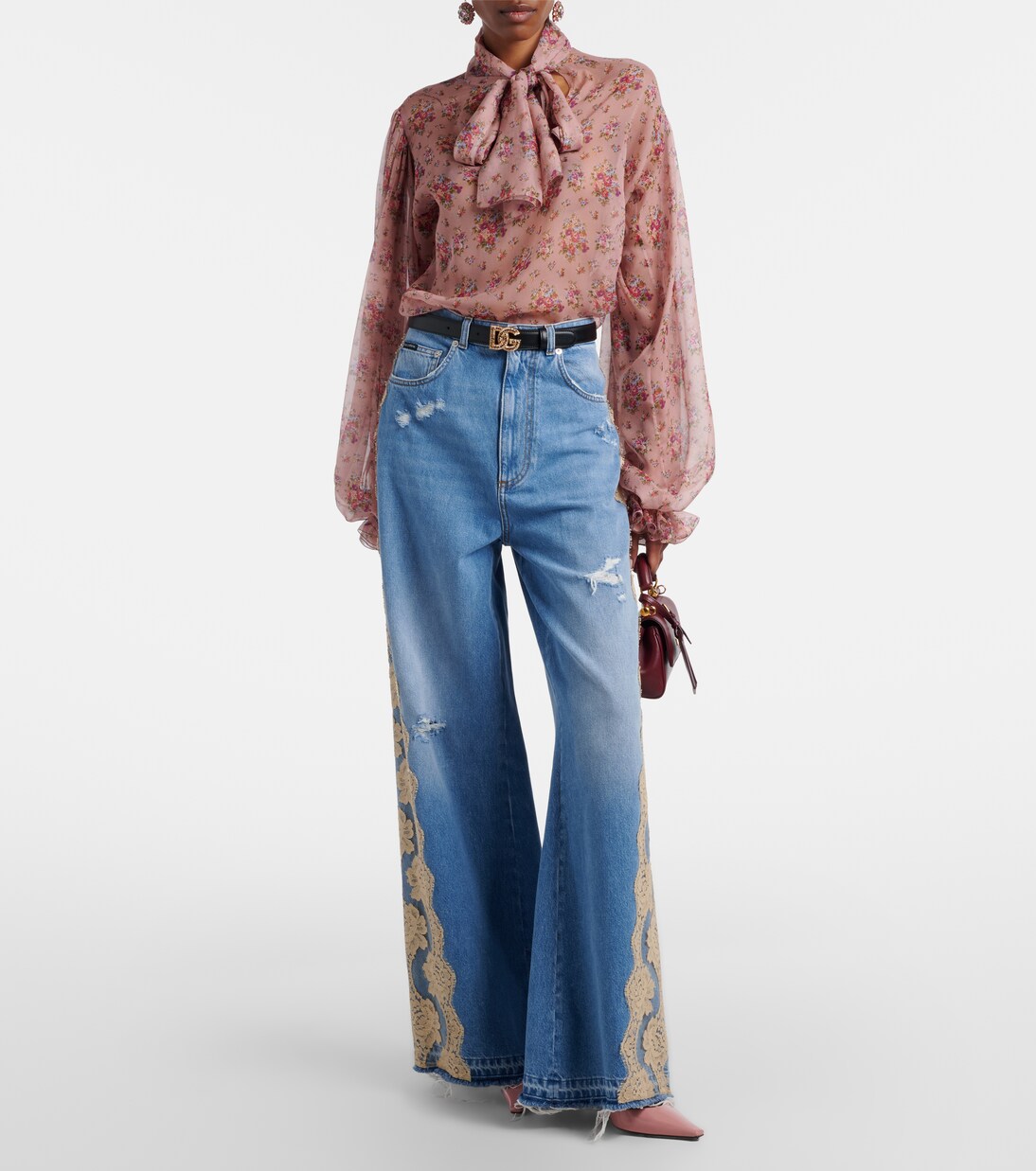 Wide-Leg Jeans mit Spitze | Dolce&Gabbana