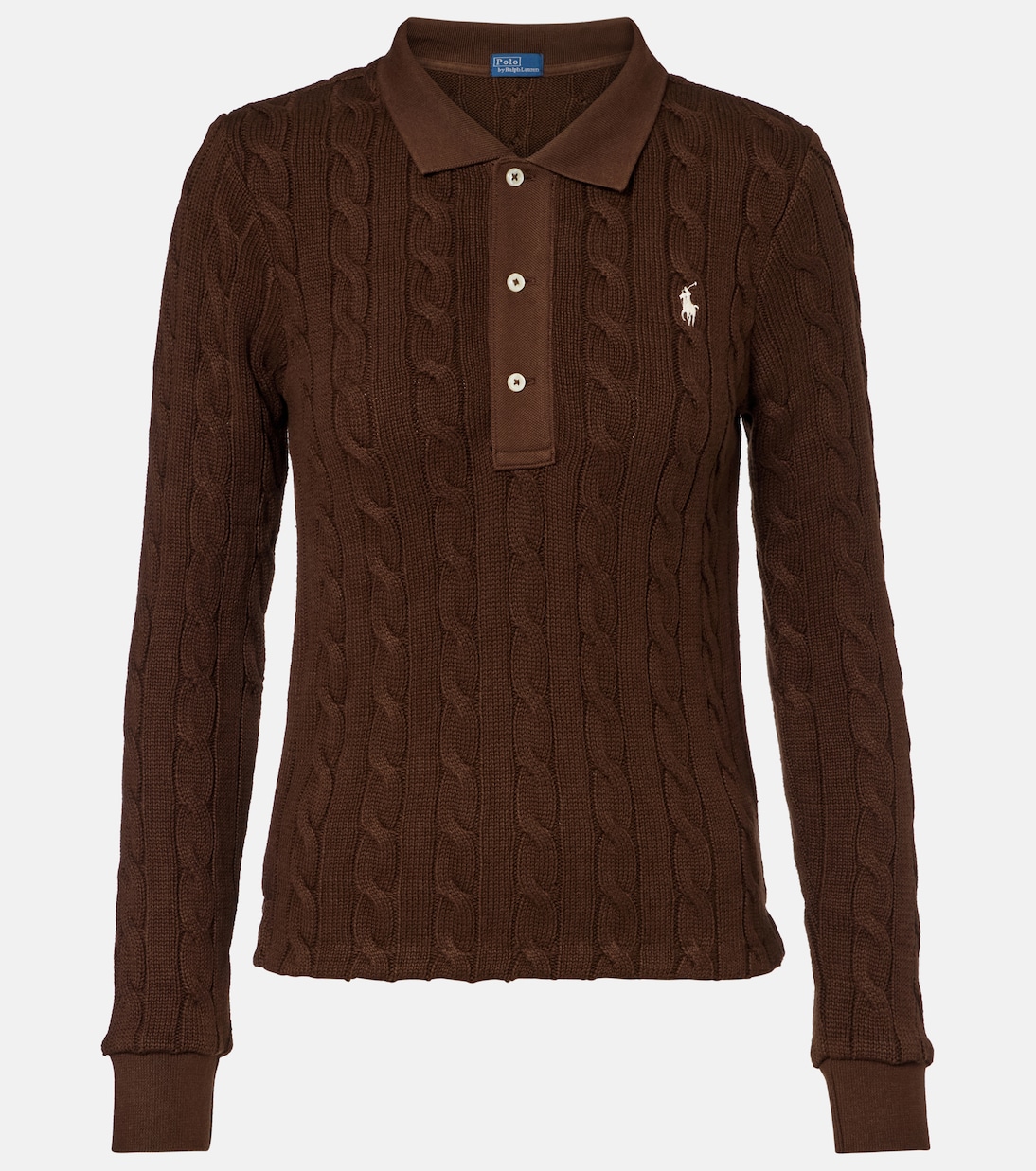 Cable-knit cotton polo sweater | Polo Ralph Lauren