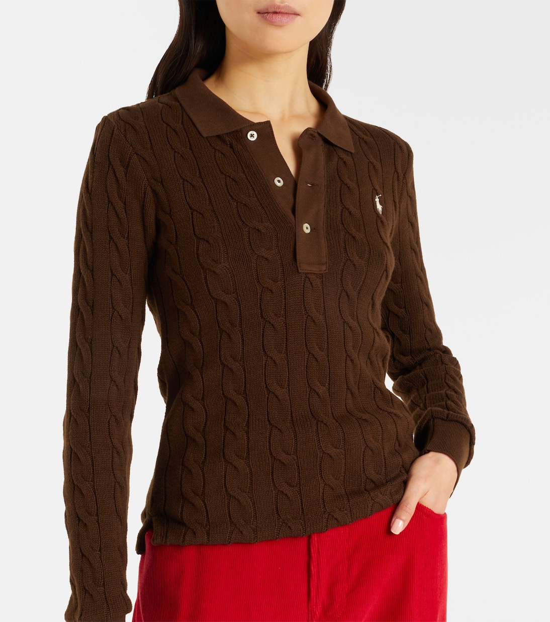 Cable-knit cotton polo sweater | Polo Ralph Lauren