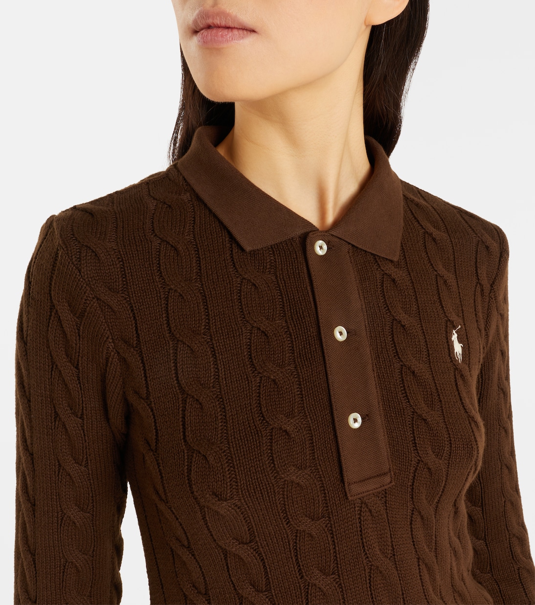 Cable-knit cotton polo sweater | Polo Ralph Lauren