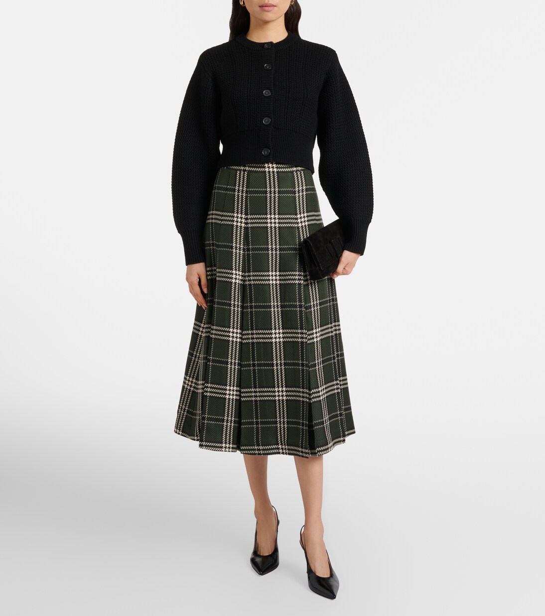 Kensie checked wool-blend midi skirt | Emilia Wickstead