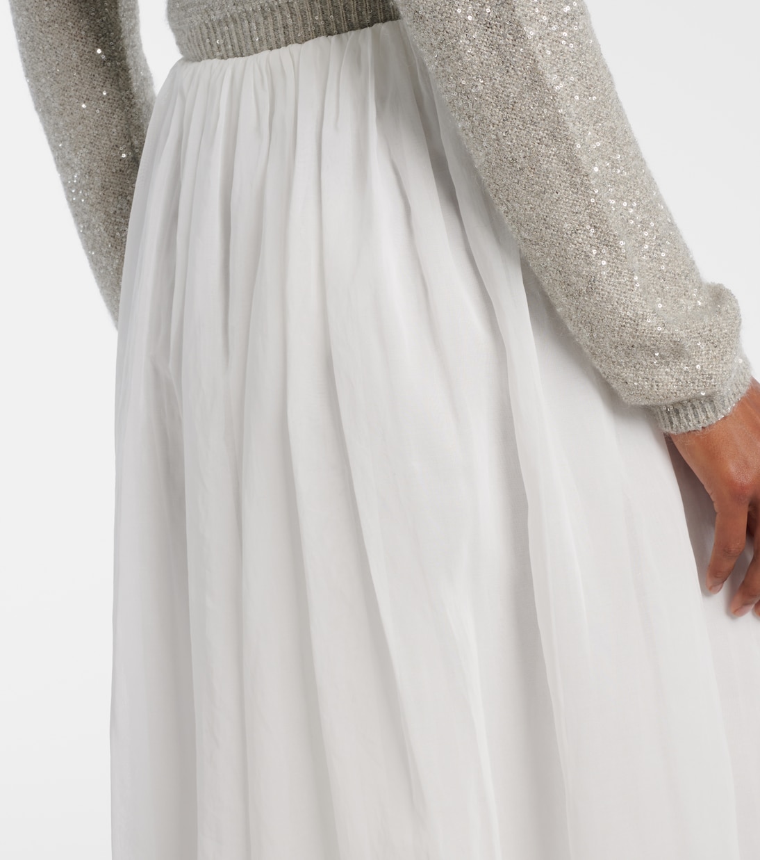 Midirock aus Baumwolle und Tüll | Brunello Cucinelli