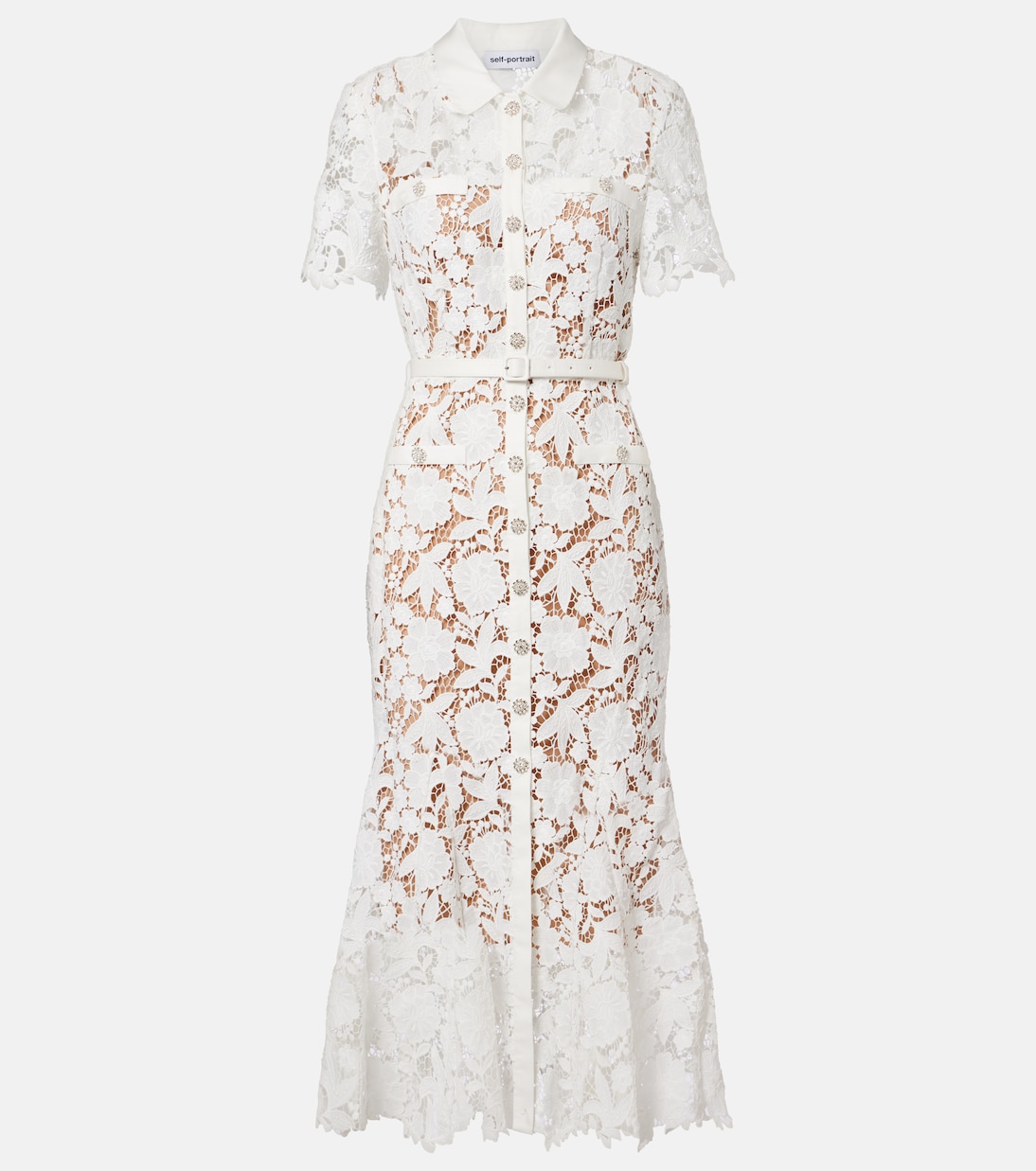 Belted lace shirt dress | Self-Portrait