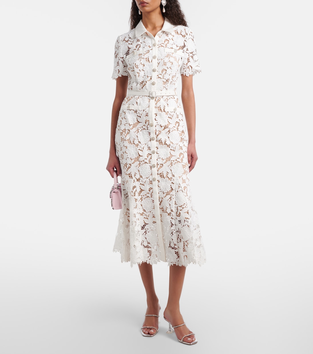 Belted lace shirt dress | Self-Portrait