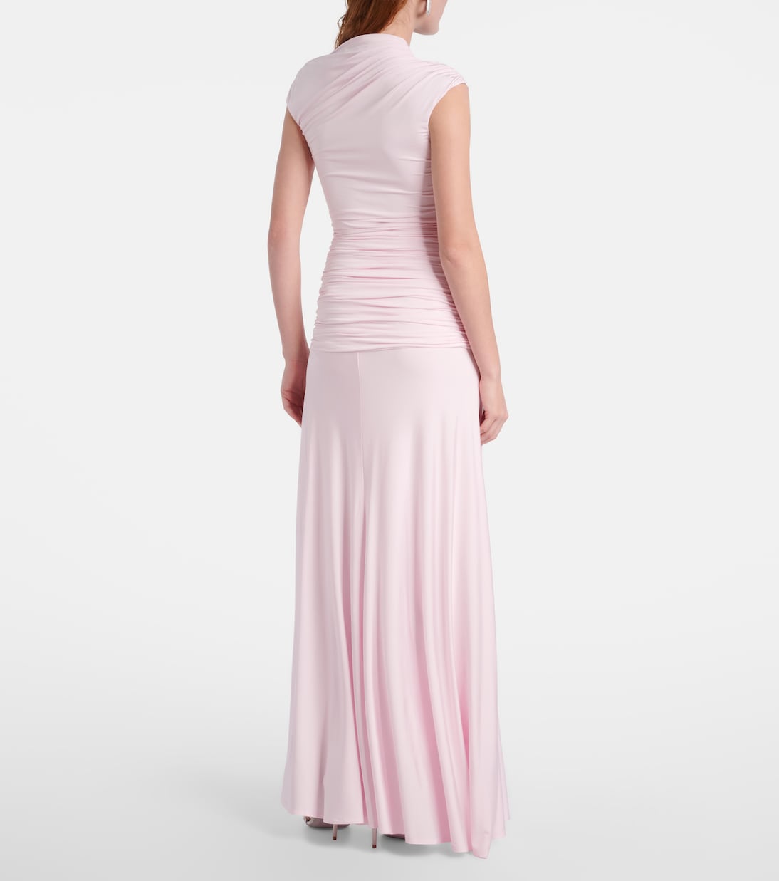 Ruched asymmetric jersey maxi dress | Self-Portrait