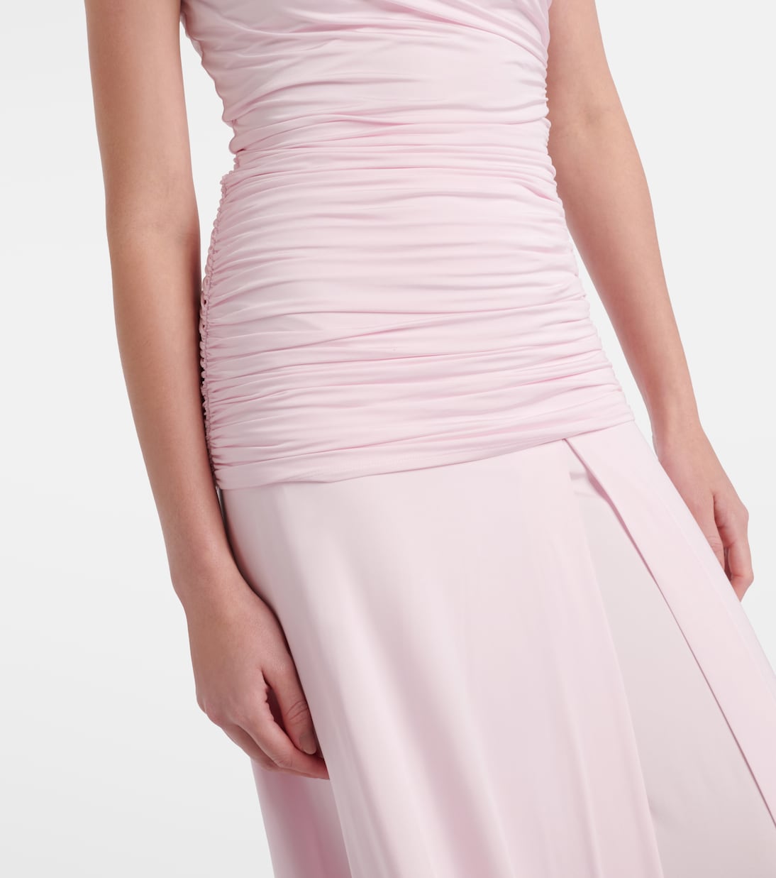 Ruched asymmetric jersey maxi dress | Self-Portrait