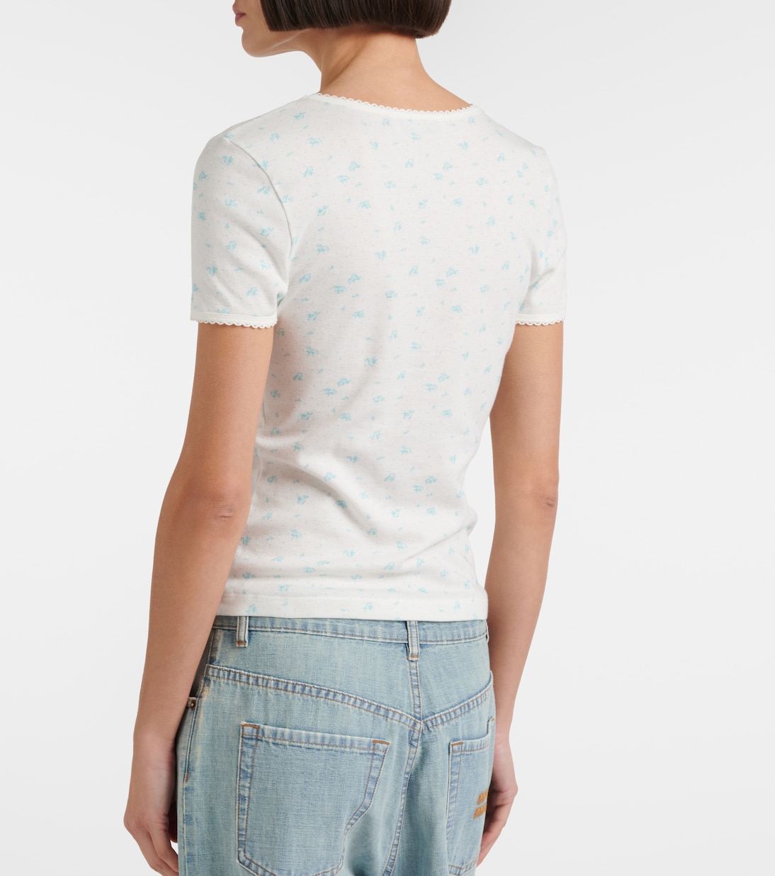 Floral cotton jersey T-shirt | Miu Miu