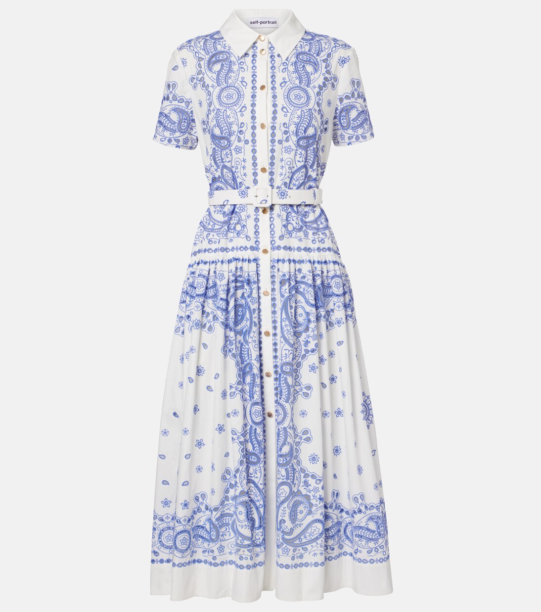 Embroidered paisley cotton midi dress | Self-Portrait