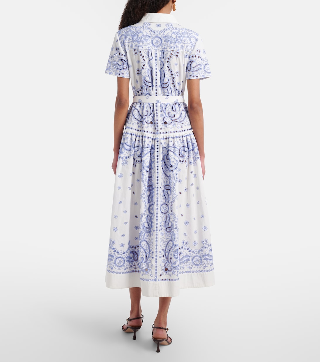 Embroidered paisley cotton midi dress | Self-Portrait