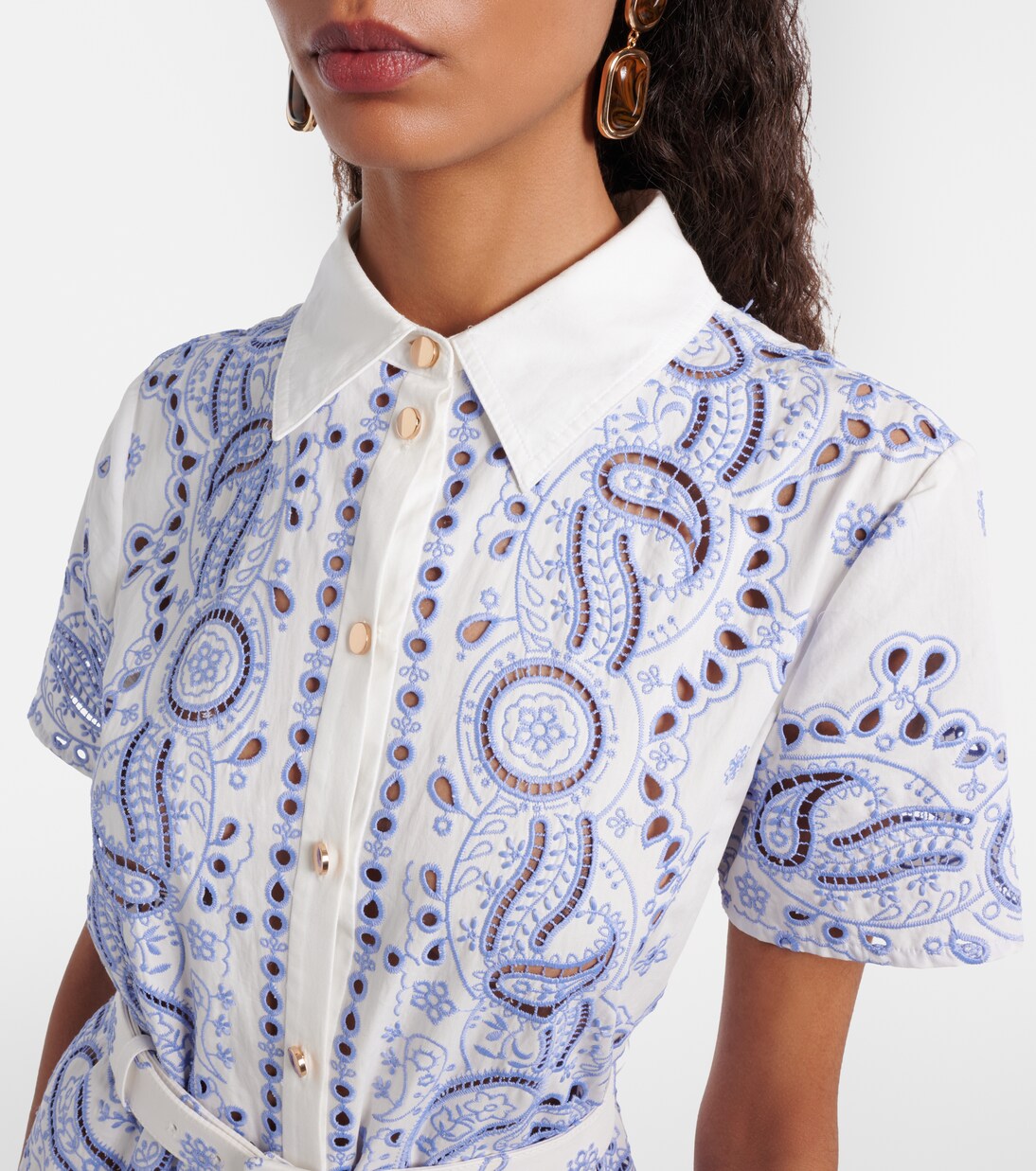 Embroidered paisley cotton midi dress | Self-Portrait