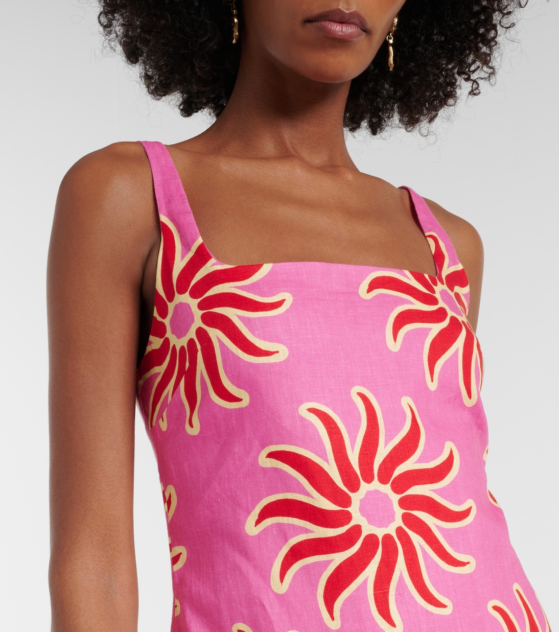 Vestido corto Clara de lino estampado | Cala de la Cruz