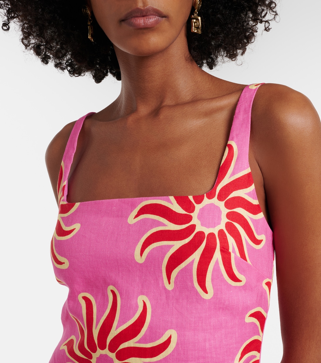 Vestido corto Clara de lino estampado | Cala de la Cruz