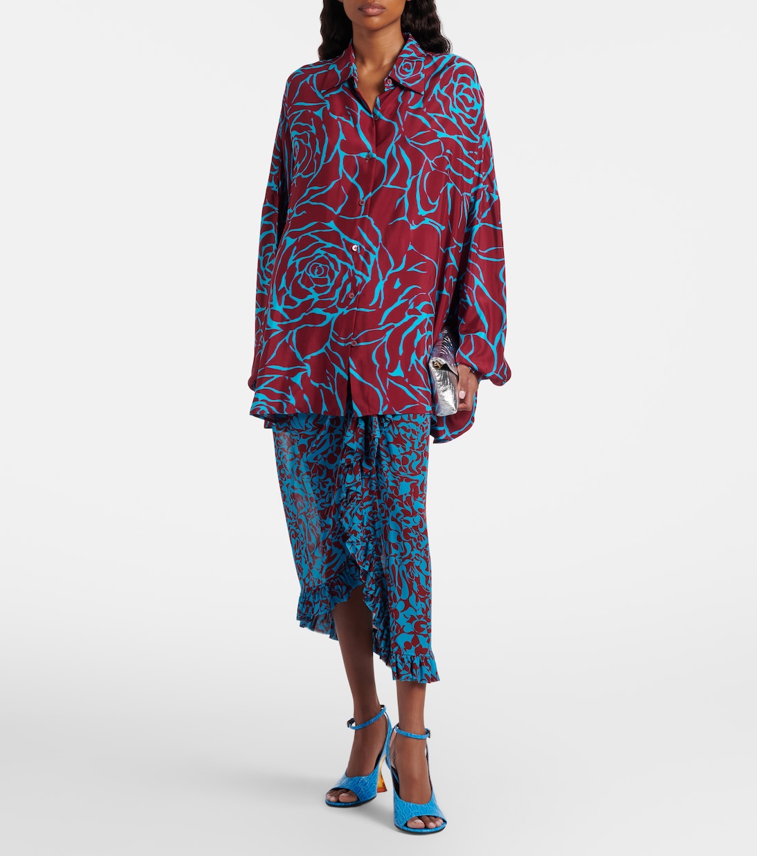 Croc-effect leather wedge sandals | Dries Van Noten