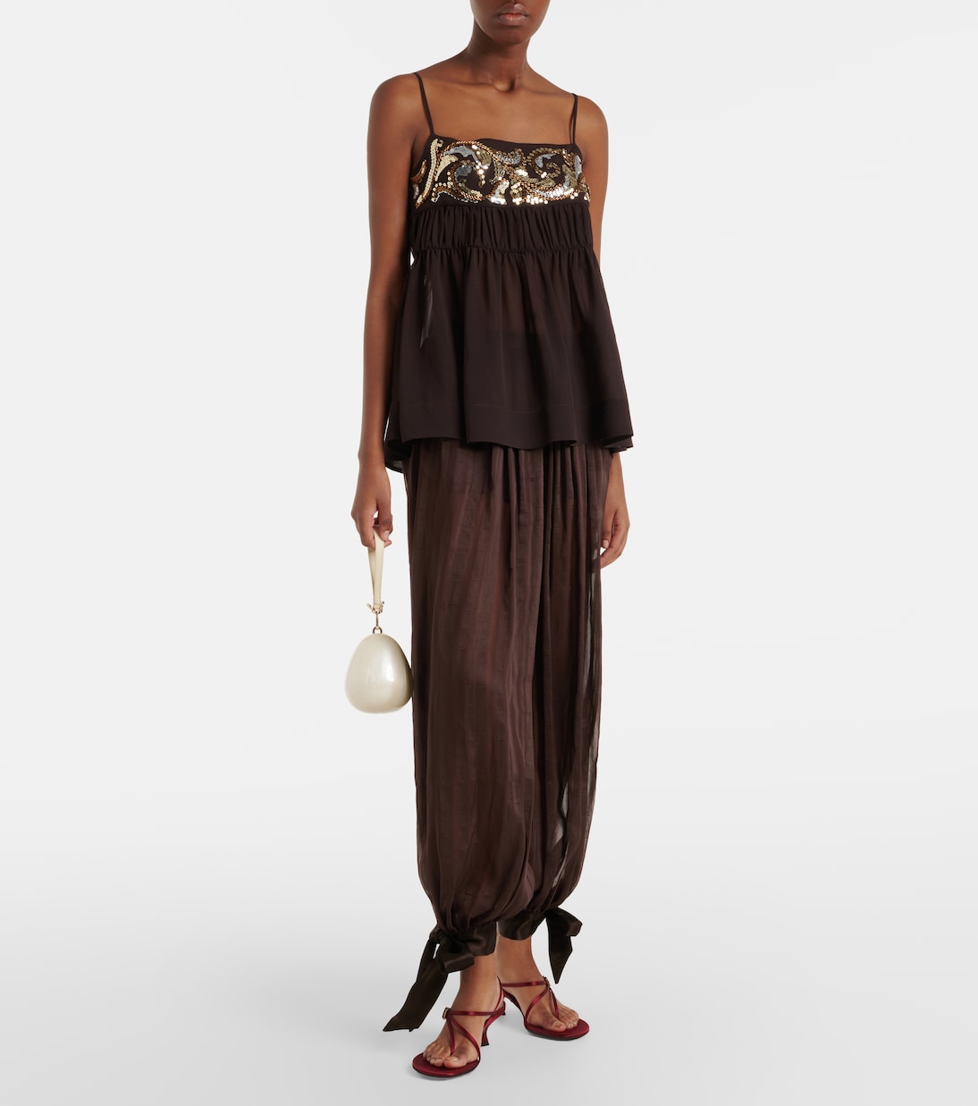 Sequined chiffon top | Xu Zhi