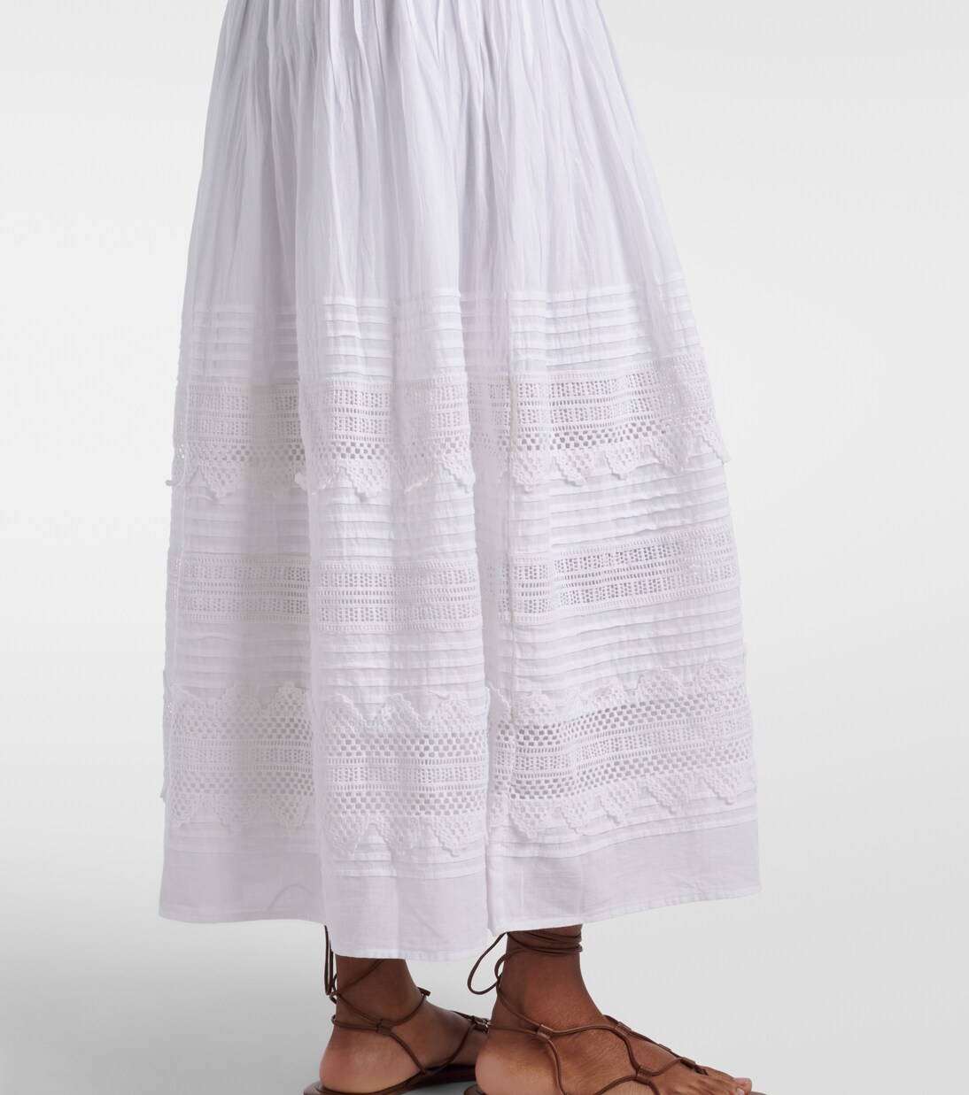 Vestido largo en mezcla de algodón con encaje | Polo Ralph Lauren