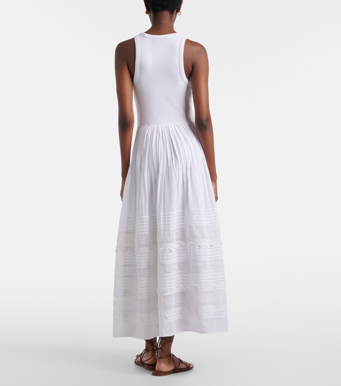 Vestido largo en mezcla de algodón con encaje | Polo Ralph Lauren