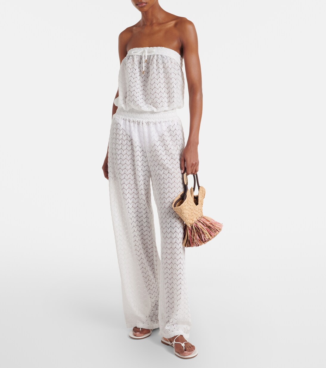 Viv sheer pointelle cotton-blend jumpsuit | Melissa Odabash