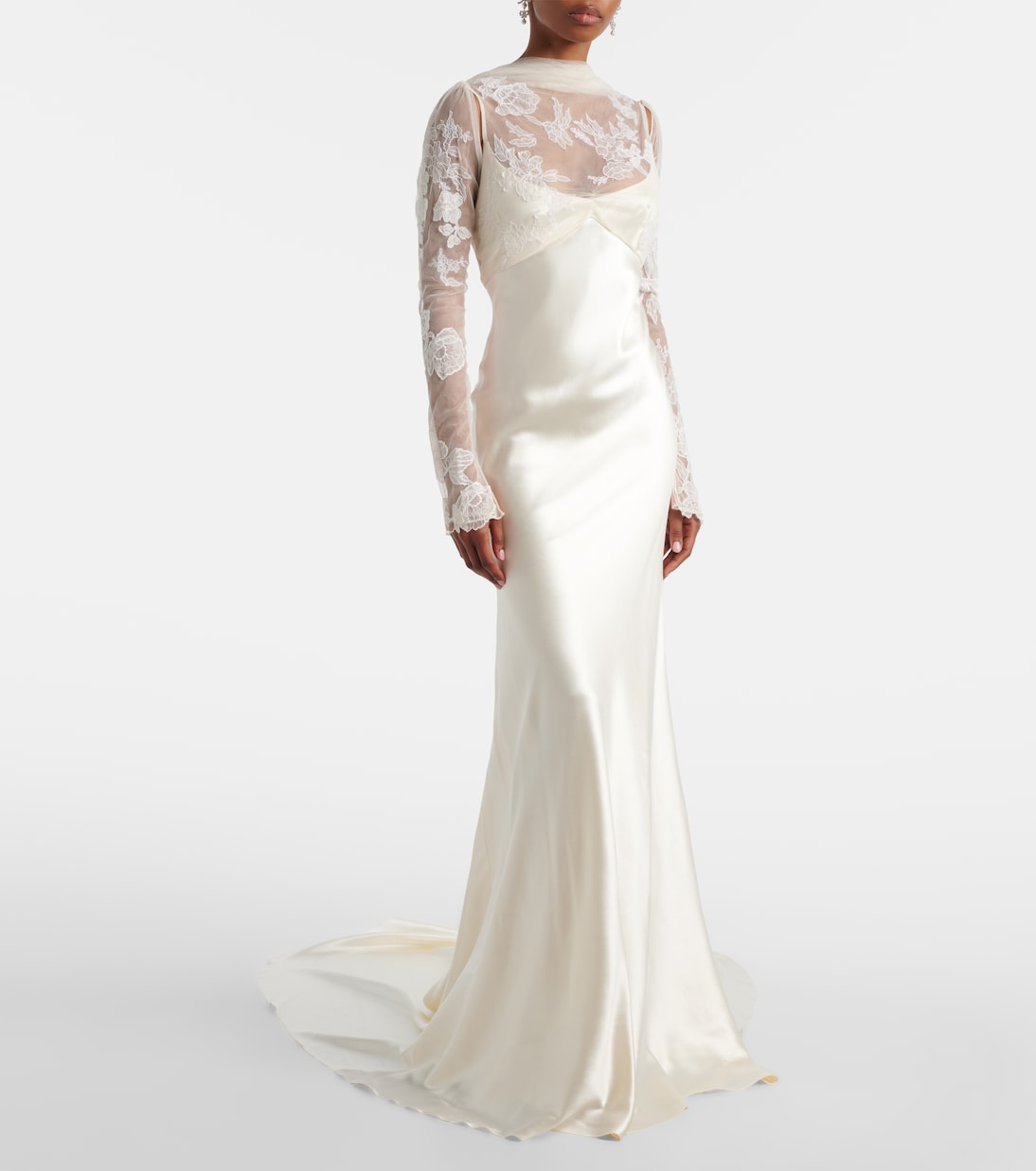 Bridal Esme lace-trimmed silk and wool gown | Danielle Frankel