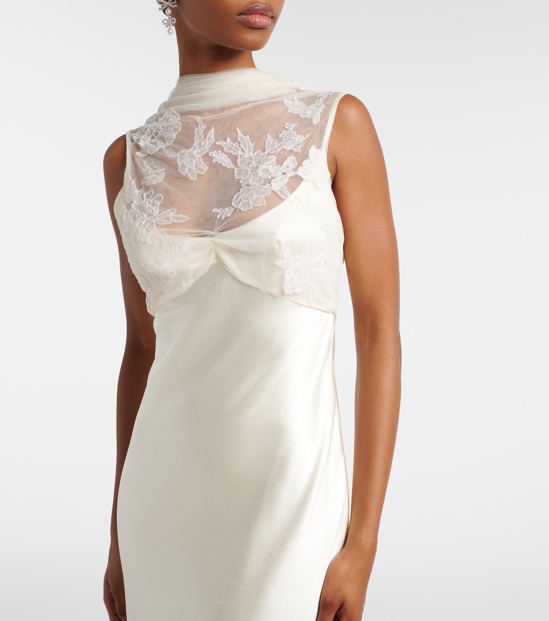 Bridal Esme lace-trimmed silk and wool gown | Danielle Frankel